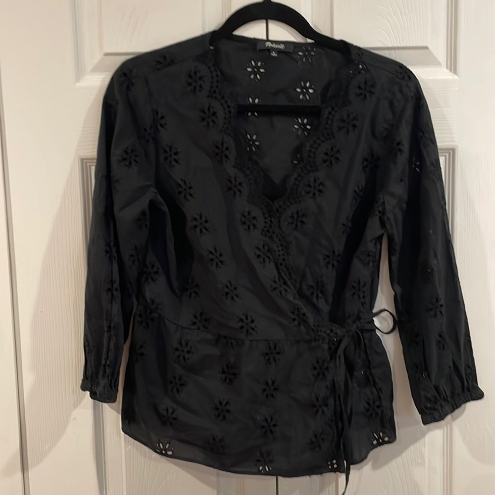 Madewell Blouse, black, Size Medium